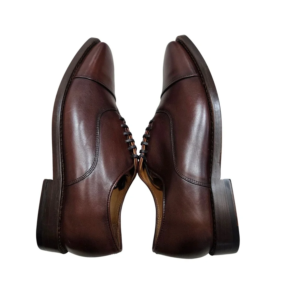 Thursday Executive Oxford Shoes Mens 9.5 Mahogany Brown Leather Cap Toe Dress